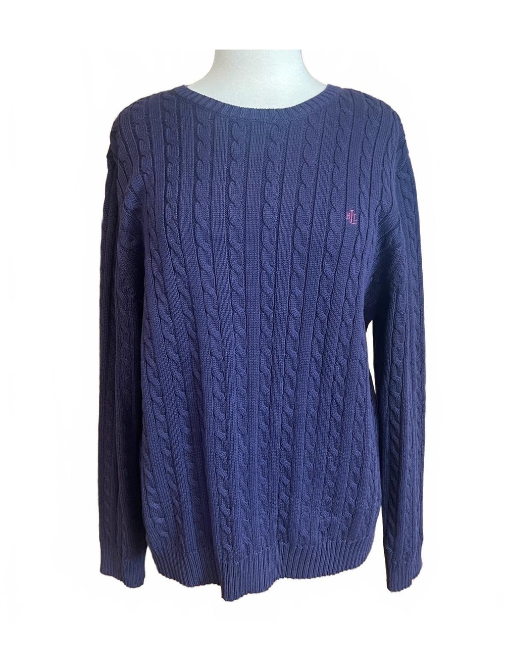Lauren Ralph Lauren (RLL) cable-knit sweater embroidered "RL" logo 2XL